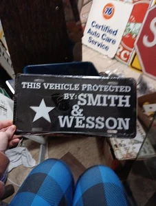 This Vehicle Protected By Smith And Wesson License Plate - Picture 1 of 13