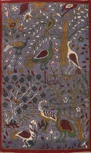 Alfombra de lana anudada a mano con diseño de animales púrpura Ziegler 4x6 - Imagen 1 de 12