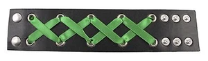 BLACK RIBBON BLACK LEATHER WRISTBAND BRACELET - Picture 1 of 1