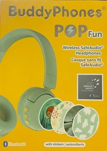 BuddyPhones POP Foldable Bluetooth Wireless Kids Headphones with - Green - Picture 1 of 3