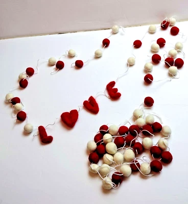 2 pcs Felted Garland-Red White 110 in each Love letters Decor Valentines Day - Image 1 of 4