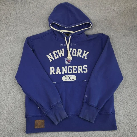 New York Rangers Hoodie Men's Large Blue NHL Hockey Pullover Drawstrings Cover