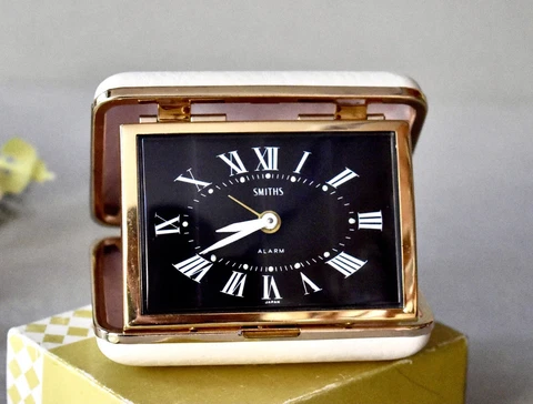 Vintage Travel Clock Smiths Japan Clock in Leather Case Alarm Clock Cover