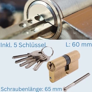 Schließzylinder Doppelzylinder Zylinderschloss Einbauschloss Schloss 5 Schlüssel - Bild 1 von 4