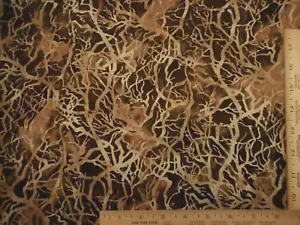 Batik Fabric 5/8 Yard Beige Branches on Brown Hoffman Premium Cotton #21 - Picture 1 of 2
