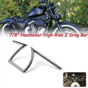 Barre Manubrio Moto 7/8" 22mm Drag Z Cromate Per Harley Suzuki Custom Honda - Foto 1 di 8