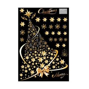 1PC Golden Christmas Tree Window Clings Stickers For Glass, DIY Decal Sticker - Picture 1 of 9