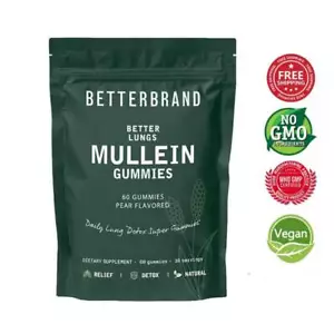 Sugar Free Mullein Gummies - Lung Cleanse - Mullein Leaf Ex tract | - Picture 1 of 8