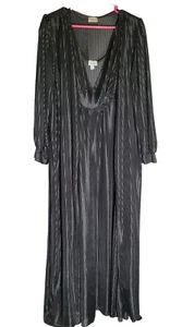 Vtg 70s 2 Pc Sheer Slip Gown Full Length Whimsigoth Dark Romantic Retro Evening - Picture 1 of 3