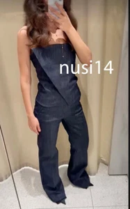 ZARA NUOVO TOP DONNA SCOLLATO COLLEZIONE ZW DENIM BLU XS-XL 5216/067/407 - Foto 1 di 2