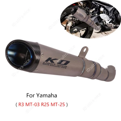 Silenciador deslizable titanio tubo escape titanio para Yamaha YZF R3 R25 MT03 MT25 Foto 1 de 4