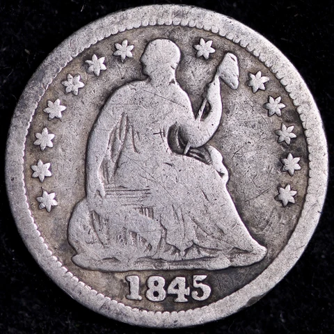 1845 Seated Liberty Half Dime CHOICE VG FREE SHIPPING E807 ZCF Cover