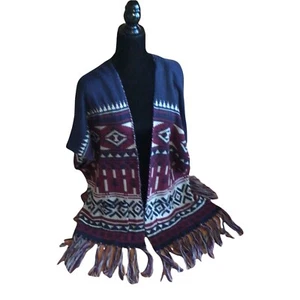 Love Tree Women’s Sweater Open Front Fringe Southwest Print One Size - Picture 1 of 10