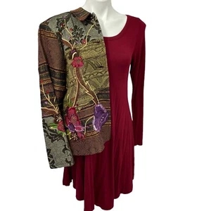 Coldwater Creek Dress Blazer Womens Medium Lot Boho Textured Sequin Floral Work - Picture 1 of 12
