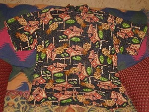 Herren Newport Blau Freizeit Hawaii Tiki Kurzarm Hemd XL Ananas Bambus  - Bild 1 von 11