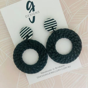 Statement Earrings - Faux Rattan - Circles - Your Choice - Bild 1 von 10