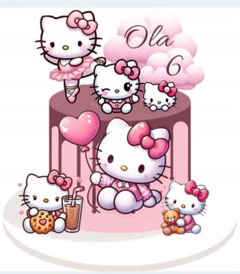 MARKENLOS Hello Kitty Essbar Fabel Mädchen Katzen Tortenaufleger Torte Geburstag + TEXT