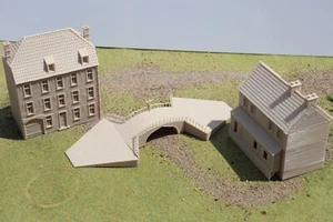 Scena ponte Wavre con 2 edifici e ponte 20mm 1/72 28mm 1815 napoleonico - Foto 1 di 17