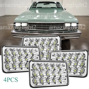 DOT Fit Chevrolet Impala 1977-1985 4x6" Chrome LED Headlights Hi/Lo Sealed Beam - Picture 1 of 15