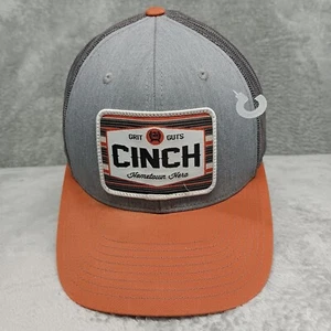 Cinch Jeans Hometown Hero Men Trucker Hat Cap Richardson Orange Gray Snapback - Picture 1 of 15