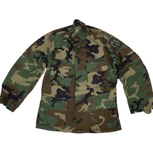 US Army Jacket Woodland Camo Combat Hot Weather Coat Patches Small Camouflage - Picture 1 of 19