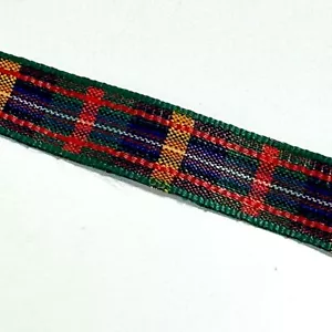 Vintage Plaid Ribbon Woven Green Red Yellow Purple Bombay USA Approx 90 Yards - Picture 1 of 6