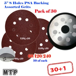 Almohadilla lijadora 30+1 5" 8 orificios adhesivo PSA para Dewalt Black & Decker 151281-09 - Imagen 1 de 4