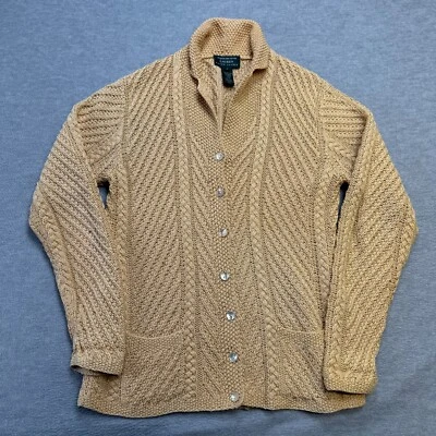 Cárdigan tejido con cable amarillo dorado pequeño suéter Lauren Ralph Lauren de colección para mujer Foto 1 de 4