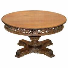 RARE CIRCA 1880 ANGLO INDIAN HAND CARVED CENTRE COFFEE OCCASIONAL TABLE BURMESE