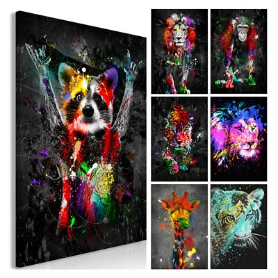 Tiere Abstrakt Bunt VLIES LEINWAND DEKO BILDER WANDBILD XXL WOHNZIMMER - Bild 1 von 3