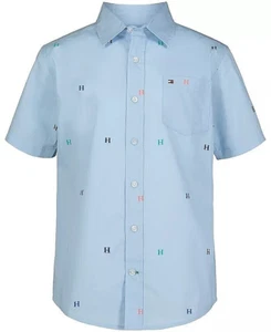 Tommy Hilfiger Kids' Signature Short Sleeve Button-Up Shirt Size L (16-18) - Picture 1 of 2