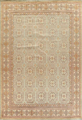 Vegetable Dye Geometric Khotan Oriental Area Rug Hand-knotted Large Carpet 10x13 - Image 1 of 4