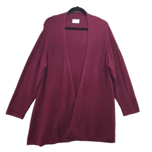 Pure Collection Cashmere Cardigan Sweater Jumper Womens 2XL Maroon Lagenlook - Picture 1 of 11