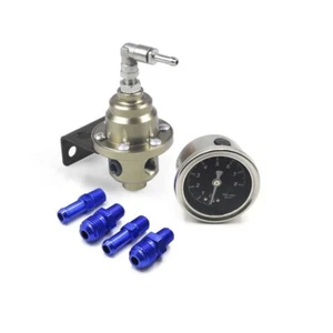 Universal Aluminum Adjustable Fuel Pressure Regulator with Gauge and Fitting Kit - Afbeelding 1 van 6