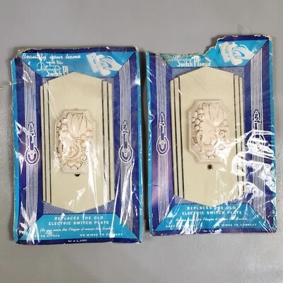 Декоративный выключатель света винтажный Coles ар-деко крышка пластина цветочный дизайн 1930-е - Изображение 1 из 4