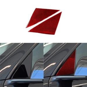 2x Red Carbon Fiber Front Window Pillar A Cover Trim For Tesla Model 3/Y 2017-22 - Bild 1 von 13