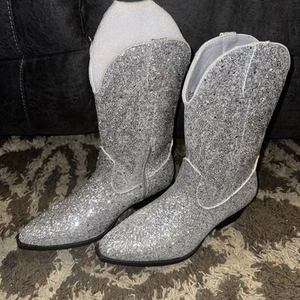 Portland Boot Company Olympia Women' Silver Glitter Western Boots Size 8.5 New - Picture 1 of 16