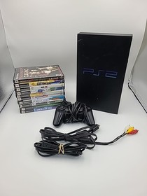 Sony PlayStation 2 Console Cleaned And Tested W/ 10 Games Chords & Controller