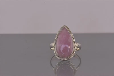Anillo de plata esterlina rosa lágrima cuarzo rosa llamativo 925 talla: 11 Foto 1 de 4
