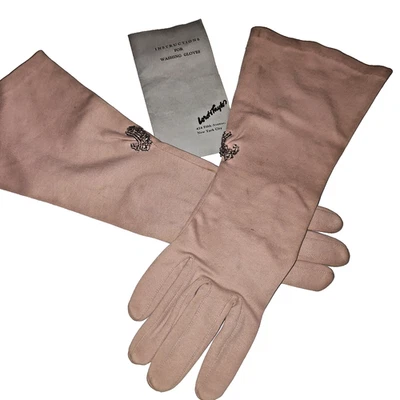VTG Lord & Taylor Elvessa Pink Dress Gloves w/ Rhinestone Trim USA - Image 1 of 4