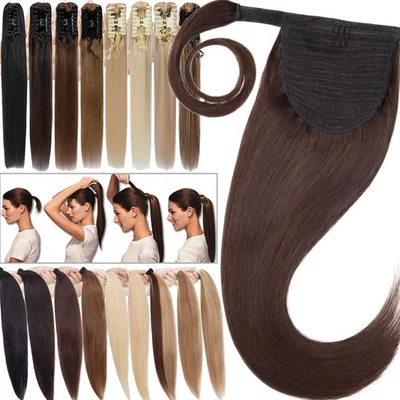 Thick Ponytail Extension Clip Claw In Real Remy Human Hair Piece Straight 100G Foto 1 de 4