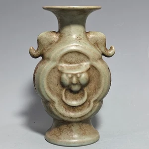 9.0" china antique song dynasty ru kiln porcelain museum mark elephant ear vase - Picture 1 of 9