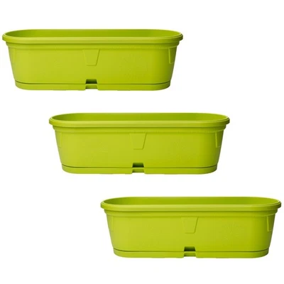 3x Pflanzkübel Blumenkasten Blumentopf Blumenkübel länglich oval 50cm hellgrün - Bild 1 von 4