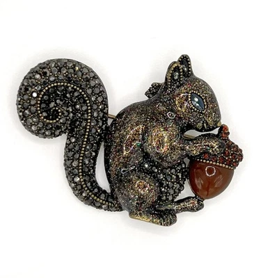 Adorable prendedor/broche ardilla esmalte y cristal firmado por Heidi Daus nuevo en caja Foto 1 de 4