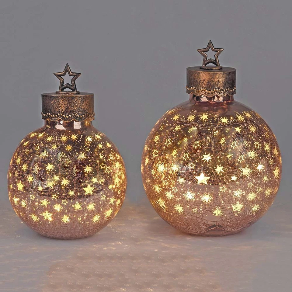 Deko-Kugel Sterne 28 o.33 cm Rose-Gold Crackle LED-Licht formano Weihnachtskugel - Bild 1 von 1