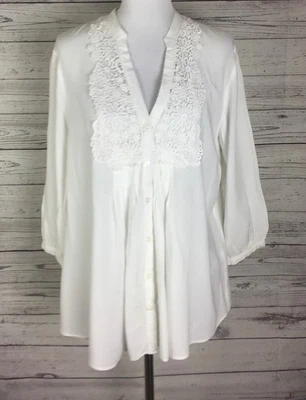 Top boho manga 3/4 de encaje con botones delanteros y botones SPENSE para mujer talla XL Foto 1 de 4
