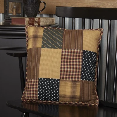 Primitive 16"x16" Pillow Red Patchwork Patriotic Cotton Bedroom Decor VHC Brands - Image 1 of 4