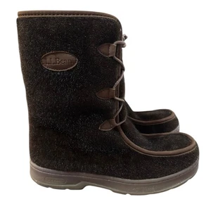LL Bean Women 9 M Mukluk Winter Boots Brown Fleece Lined Faux Fur Faux Calf Hair - Picture 1 of 10