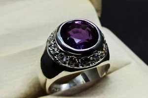 Women Handmade Ring 925 Sterling Silver – Lab Created Alexandrite & Green Zircon - Picture 1 of 24