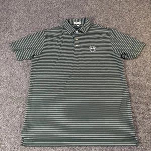 Peter Millar Polo Shirt Mens Large Green Stripe Summer Comfort Pebble Beach Golf - Picture 1 of 10